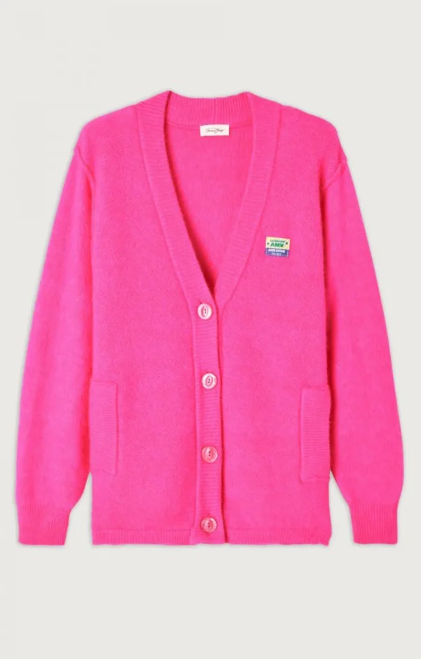 American Vintage | Damencardigan Vitow Neon Pink Meliert