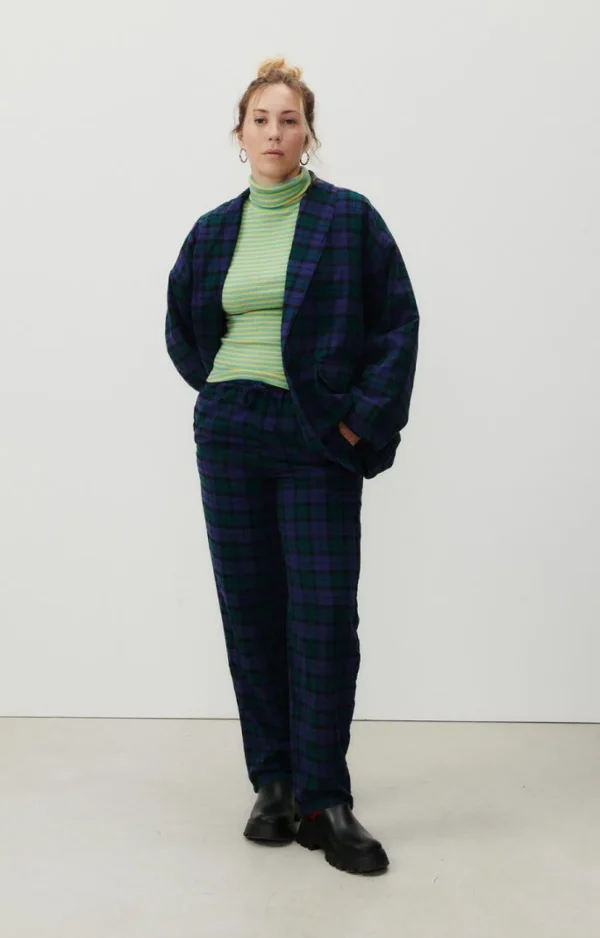 American Vintage | Damenhose Yuzy Gruner Lila Tartan