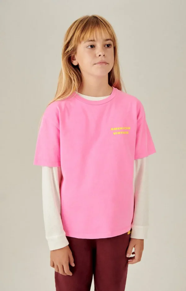 American Vintage | Kinder-T-Shirt Fizvalley Neonpink